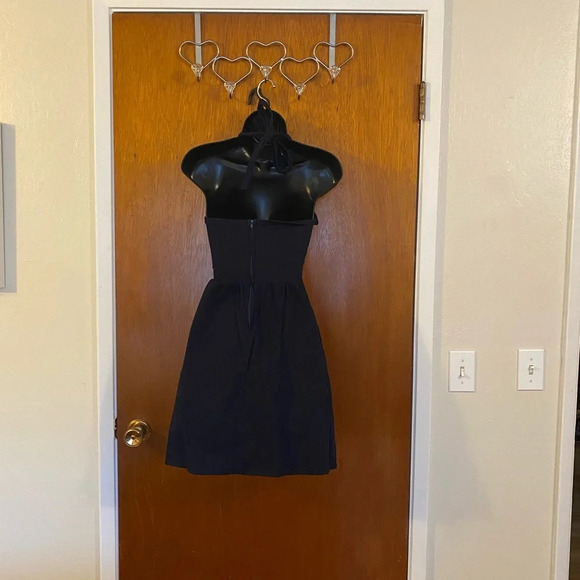 Ruby Rox Navy Blue Halter Top Dress with White Button Front Vintage Vibe Size 3 - Picture 9 of 12